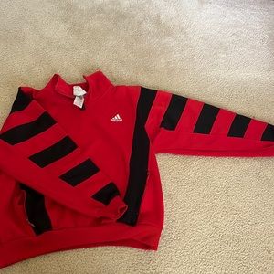 Vintage quarter zip red and black adidas sweatshirt.